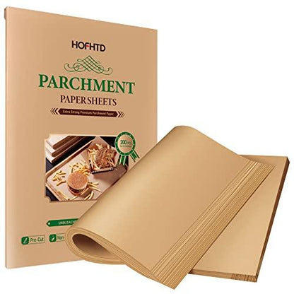 200 Pcs Parchment Paper Sheets 9 x 13 Inches, Precut Parchment Paper for Baking, Air Fryer Disposable Paper Liner, HOFHTD Non-Stick Cooking Papers for Grilling, Frying, Steaming - CookCave