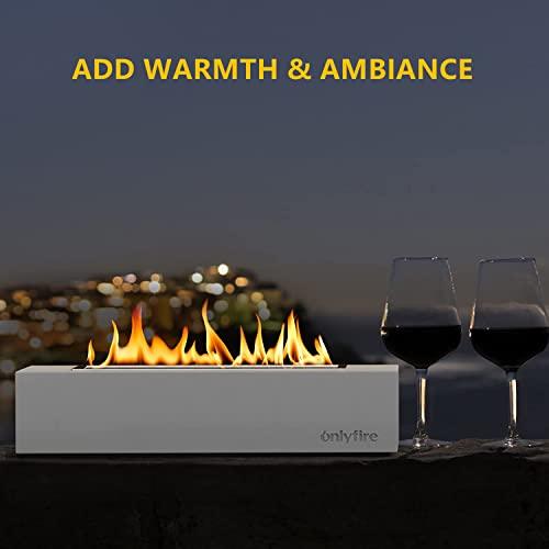 Onlyfire Tabletop Fireplace with Extinguisher Lid, 18” Portable Smokeless Fire Pit for Outdoor & Indoor, Clean Burning Alcohol Bio Ethanol Firepit, Concrete Rectangular Fire Bowl with Non-Slip Pad - CookCave