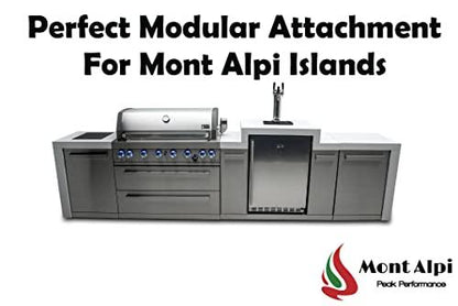 Mont Alpi MA-KEG Stainless Steel Outdoor Rated 3 Beer Tap Kegerator Keg Center Refrigerator Module w/Digital Display + White Granite Countertop - Holds 3 Pony Kegs - Fits Mont Alpi Island Grills - CookCave