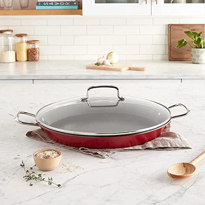 Cuisinart ASP-38CR 15-Inch Paella Pan With Lid, Red - CookCave