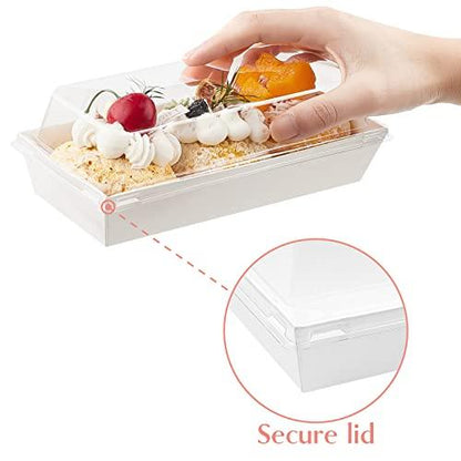 Ocmoiy Charcuterie Boxes with Clear Lids, 50 Pack White Bakery Boxes, Cookie Boxes, Small Treat Boxes for Pastry, Sandwich, Cupcakes, Strawberries, Dessert To Go Containers - CookCave