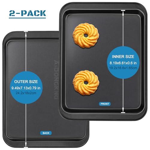 Small Cookie Sheets, Baking Pans, Nonstick Carbon Steel Baking Sheets, 2-Pack, 9.5 X 7.1 Inches (Inner 7.5 X 6) - CookCave