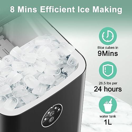 Xbeauty Countertop Ice Maker 6-Minute Fast Bullet Ice, Portable Ice Machine, Automatic-Cleaning Suitable for Outdoor Camping Bar Party and Kitchen-Black - CookCave