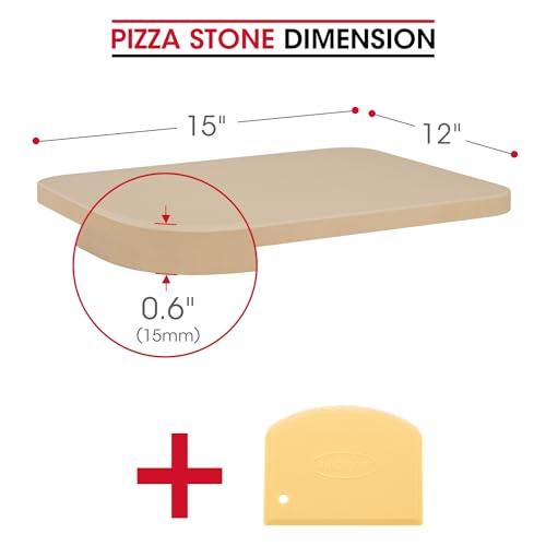 Unicook Pizza Stone for Oven and Grill, 15 Inch Large Baking Stone, Heavy Duty Cordierite Bread Pizza Pan, Thermal Shock Resistant Cooking Stone for Pizza, Bread, Cookie and More - CookCave