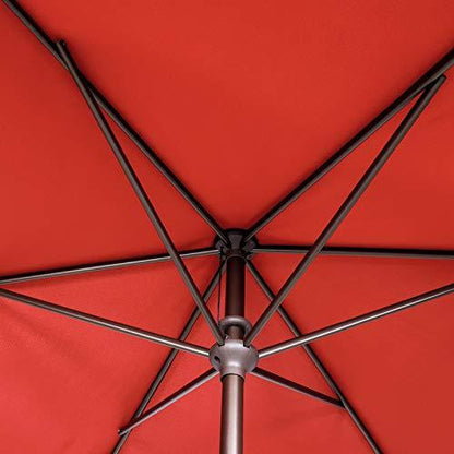 Ogrmar 6.5x10ft Patio Umbrella Rectangular Outdoor Table Umbrella with Crank & Push Button Tilt for Terrace, Backyard, Garden, Courtyard, Swimming Pool, Lawn (Dark Red) - CookCave