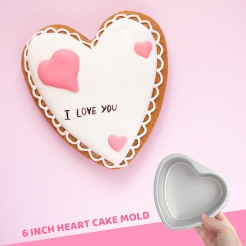 Gvhntk Heart Shaped Cake Pan 6 Inch Aluminum Cake Pans Heart Cake Tin Baking Cake Mold for Valentine's Day Weddings Birthday Party - CookCave
