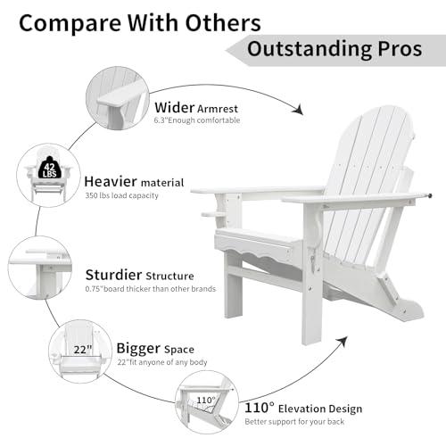 CLOUDEEP Folding Adirondack Chairs,Plastic HDPE Adirondack Chairs with Cup Holder,Modern Adirondack Chairs Weather Resistant,Widely Used in Patio,Front Porch,Deck,Garden,Fire Pit - CookCave