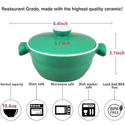 jinsongdafa Ceramic Mini Cocotte Set,10.6 Ounces Small Casserole Dishes with Lids and Handles, Individual Baking Ramekins, Oven, Microwave & Dishwasher Safe - CookCave