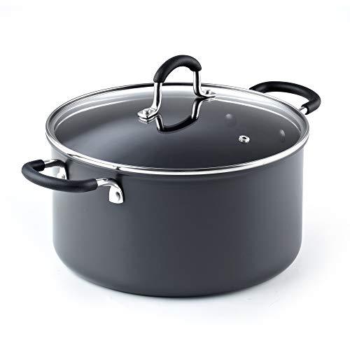 Cook N Home Casserole Dutch Oven Stockpot With Lid Professional Hard Anodized Nonstick 6-Quart , Oven Safe - with Stay-Cool Handles, black - CookCave