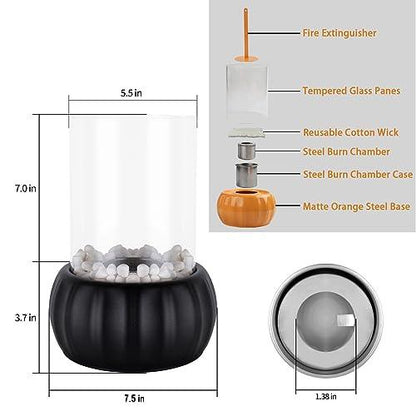 Indoor/Outdoor Portable Pumpkin Tabletop Fire Pit Fireplace - Ethanol Ventless Mini Fireplace Long Time Burning Smokeless Odorless(Black) - CookCave