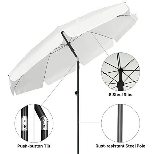 AMMSUN Patio Umbrella Market Table Umbrella 6.5 ft Tilt Steel Pole UPF50+ Protection, Great for Outdoor Garden Backyard, Elegant White - CookCave