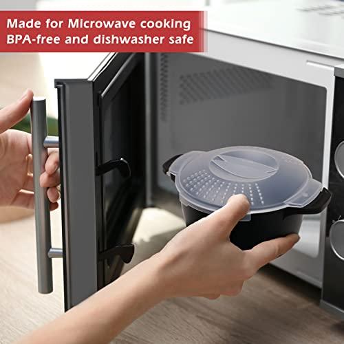 Professional Small Micro Cookware 1 Quart, Microwave Steamer for Vegetables, Microwave Cooker - BPA Free, Dishwasher Safe - CookCave