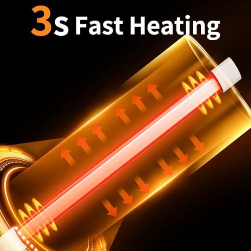 tectake Outdoor Heaters for Patio, Infrared Space Heater with 2 Heat Settings, Quiet and Light without Fan, Overheat & Tip-Over Protection, Portable Radiant Quartz Heater, Outdoor Indoor Use - CookCave