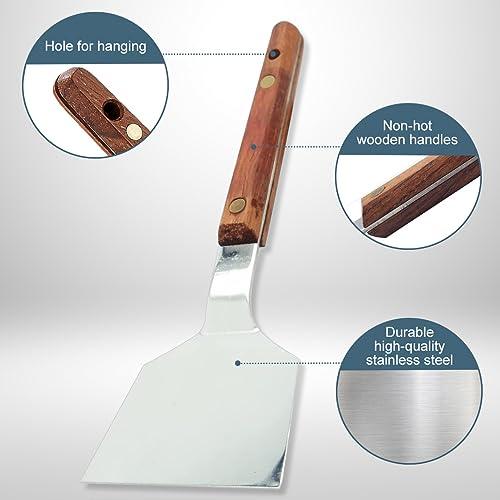 TIKUSAN Okonomiyaki Spatula Turner BBQ Stainless Spatula Wooden Handle Made in Japan (2.6"x7.1") - CookCave