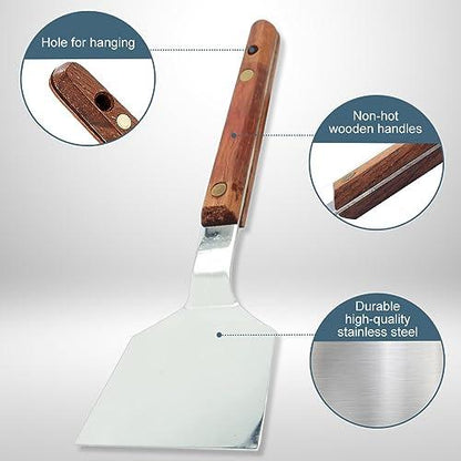 TIKUSAN Okonomiyaki Spatula Turner BBQ Stainless Spatula Wooden Handle Made in Japan (2.6"x7.1") - CookCave