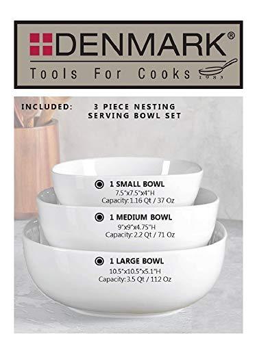 Denmark White Porcelain Chip Resistant Scratch Resistant Commercial Grade Serveware, 3 Piece Serving Bowl Set - CookCave