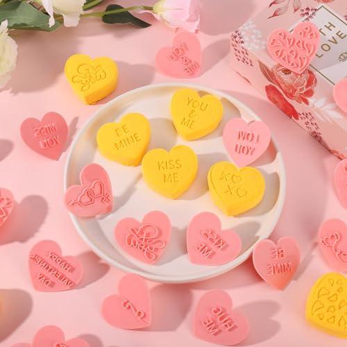 Jspupifip 20 Pcs Valentine's Day 3D Cookie Cutters Bulk, Heart Shaped Cookie Stamps DIY Press Molds for Love You Kiss Hug Me Happy Valentine's Day Cookie Cutters Kids Party Baking Supplies - CookCave