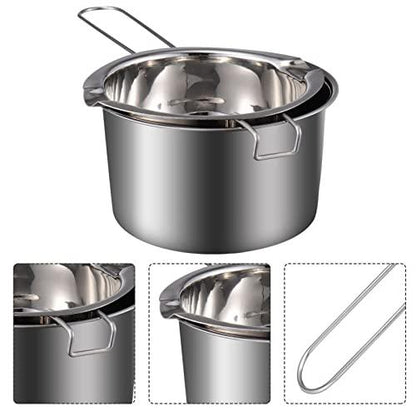 EXCEART 1 Set Double Boiler Pot Stainless Steel Water Boiling Melting Pot with Dual Pour Spout for Candle Butter Chocolate Cheese Caramel 400ml - CookCave