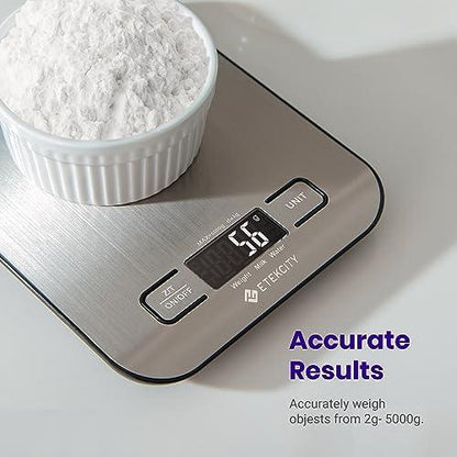 Etekcity Food Scale, Digital Kitchen Scale, 304 Stainless Steel, Weight in Grams and Ounces for Baking, Cooking, and Meal Prep, LCD Display, Medium - CookCave