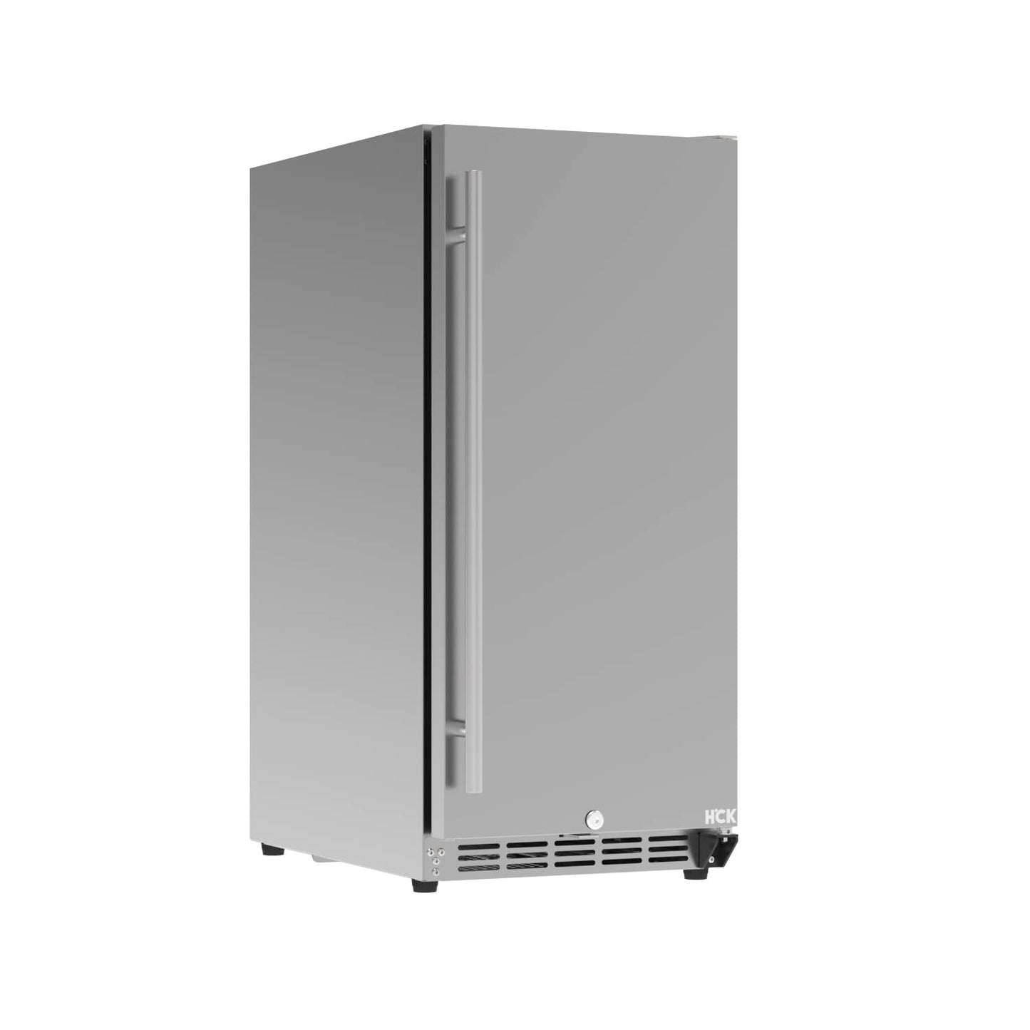HCK 3.18 cu. ft. 15 Inch 90 can Commercial Grade Built-in Indoor/Outdoor Beverage Fridge with Stainless Steel Door for Soda and Beer, Chills Drinks with 3 Shelves - CookCave