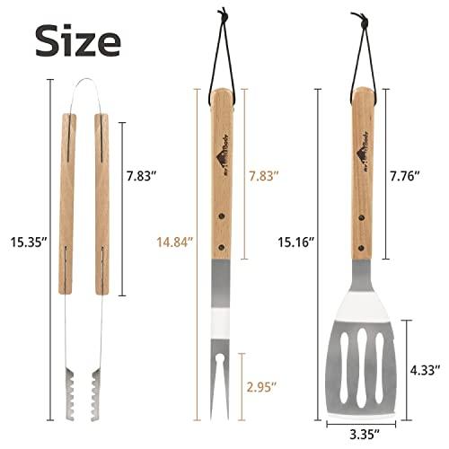 myHomeBody Grill Set, Grill Tools, BBQ Gifts for Men, BBQ Tool Set, Grilling Accessories, Grilling Spatula, Grill Fork, Grilling Tongs for Outdoor Grill, BBQ Set of 3 - CookCave