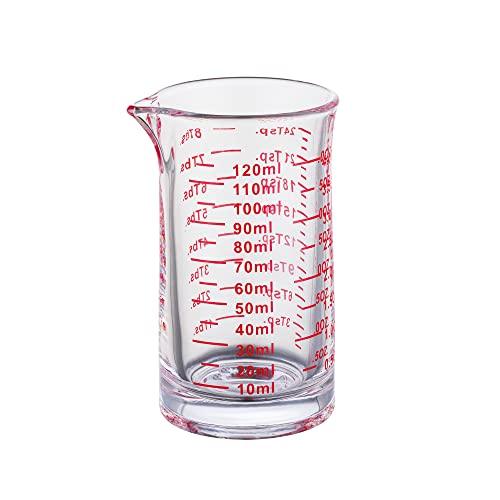 Ackers Shot Glass Measuring Cup 4 Ounce/120ML Liquid Heavy High Espresso Glass Cup Red Line，V-Shaped Spout - CookCave