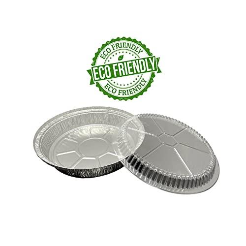 9-inch Aluminum-Foil Pie Pans with Lid – Round Disposable Heavy Duty Pans for Storing, Tart Baking, Reheating and Serving – Oven & Freezer safe - Made in USA (Pack of 20) - CookCave