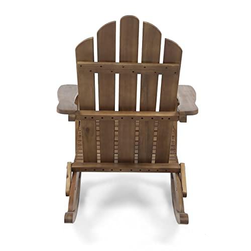 Christopher Knight Home Cara Outdoor Adirondack Acacia Wood Rocking Chair, Dark Brown Finish - CookCave