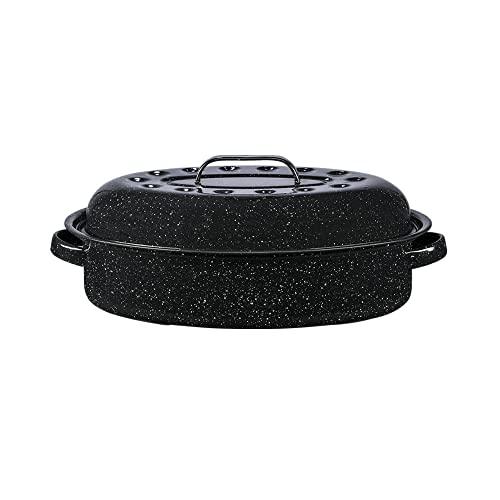 Granite Ware 15-Inch Covered Oval Roaster, 15 inches, Black - CookCave