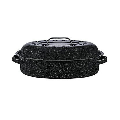 Granite Ware 15-Inch Covered Oval Roaster, 15 inches, Black - CookCave