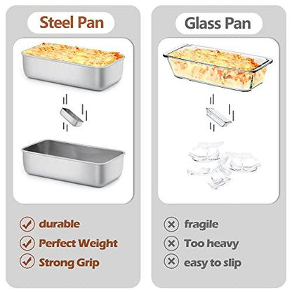 LIANYU 3 Pack Loaf Pans for Baking Bread, 9x5 Inch Bread Pan, Bread Loaf Pan for Baking, Stainless Steel Meatloaf Baking Pan, Loaf Tin Pan for Homemade Banana Bread, Dishwasher Safe - CookCave