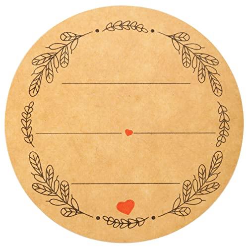 2'' Wreath Design with 3 Lines for Writing (500 Per Roll), Natural Brown Kraft Stickers for Store Owners, Crafts, Organizing, Jar and Canning Labels, Price Tags (Brown) - CookCave