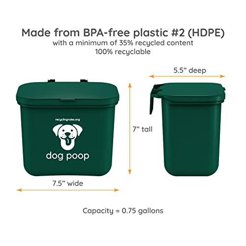 Recycling Rules Hanging Wastebasket for Dog Poop in Green for Smaller Dogs (< 25 lbs.) - CookCave