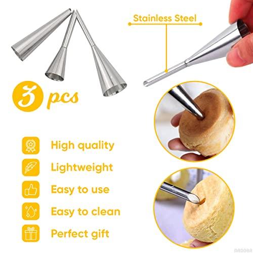 3Pcs Large Piping Tips Set - Frosting Tips Cake Decorating Kit Stainless Steel Cream Dispenser for Puff - Tip Set for Decorating Cake Filling Tip and Pastry Piping Nozzles Tips Set for Bag - CookCave