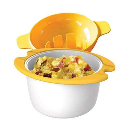 Microwave Egg Cooker Poacher Scramble Omelet Eggwich Maker with Silicone Handles Yolk Separator and Shell Cracker - CookCave