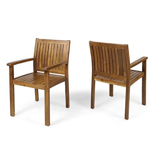 Christopher Knight Home Teague Outdoor Acacia Wood Dining Chairs (Set of 2), Teak Finish - CookCave