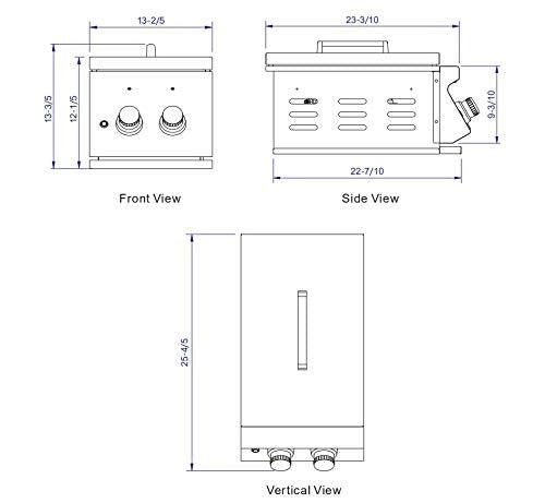 Whistler Built-in Propane Gas Stainless Steel Double Side Burner with NG Conversion Kits - CookCave