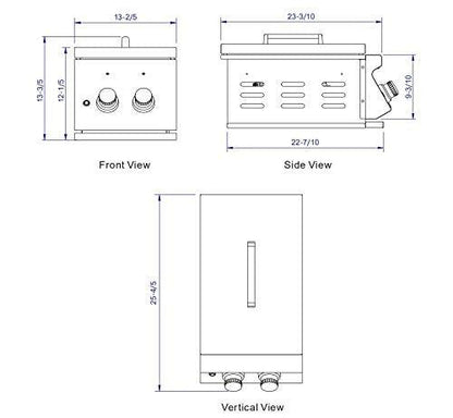 Whistler Built-in Propane Gas Stainless Steel Double Side Burner with NG Conversion Kits - CookCave