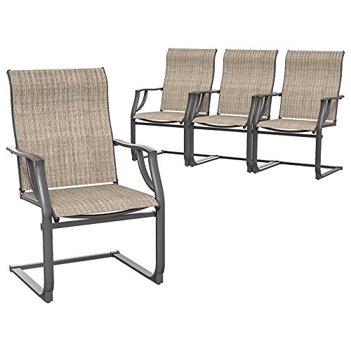 Amopatio Patio Chairs Set of 4, Outdoor Dining Chairs for All Weather, Breathable Garden Outdoor Furniture for Backyard Deck, Brown - CookCave