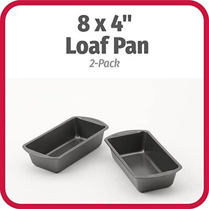 GoodCook Set of 2 Medium 8" x 4" Nonstick Steel Bread Loaf Pans, Gray (4244) - CookCave