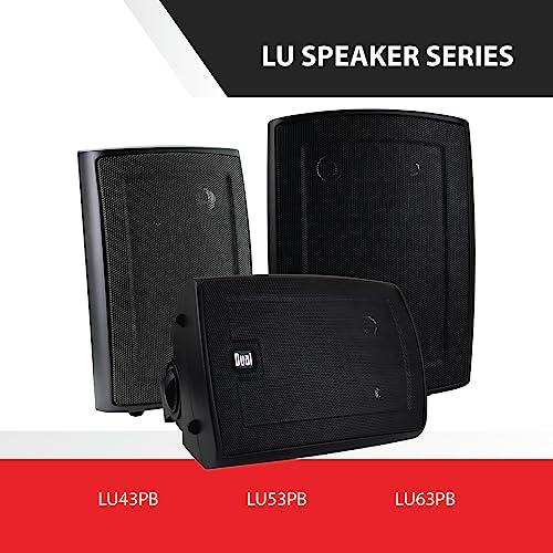 Dual Electronics LU43PB Black 4 inch 3-Way High Performance Outdoor Indoor Speakers with Powerful Bass | Effortless Mounting Swivel Brackets | Weather Resistant | Sold in Pairs | Black - CookCave