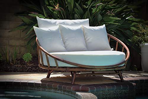 Zew Daybed Outdoor Indoor Large Accent Sofa Chair Lawn Pool Garden Seating with Cushion and Pillows Espresso Bamboo Round Sofabed v.2021 - CookCave