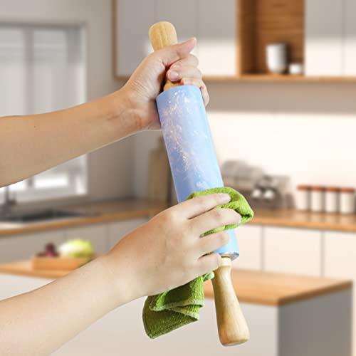 HONGLIDA 15-inch Silicone Rolling Pin for Baking, Stainless Steel Roller, Non-stick Surface and Comfortable Wood Handles - CookCave