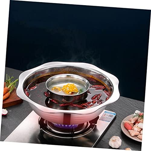 GOOHOCHY stainless steel hot pot sichuan hot pot dual sided hot pot noodle pot korean shabu shabu pot double sauce pot shabu shabu hot pot kitchen cooking pot stew pot pan induction cooker - CookCave