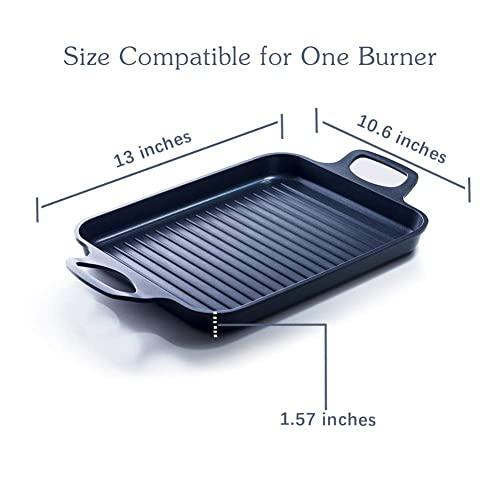 S·KITCHN Nonstick Grill Pan, Induction Stove Top Grill Plate, Glass Grilling Pan for Indoor, Gas Range Grill Panel/Skillet - CookCave
