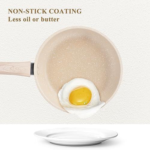 Nonstick Frying Pan Skillet,8 Inch Non Stick Granite Fry Pan Egg Pan Omelet Pans,Stone Cookware Chef's Pan with Heat-Resistant Handle,100% APEO&PFOA Free,Induction Compatible - CookCave