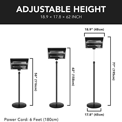 Simple Deluxe Standing Heater Patio Outdoor Balcony, Courtyard with Overheat Protection, 750W/1500W - CookCave