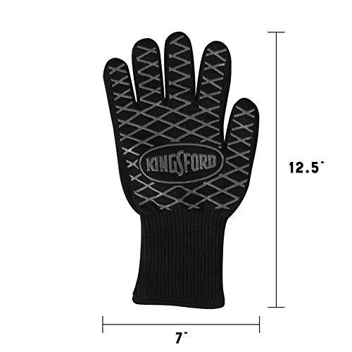 Kingsford Extreme Heat BBQ Grill Gloves, 2 Count | Heat Resistant Barbecue Gloves | The Ultimate Heat Barrier Silicone Grilling Gloves with Anti-Slip Safe Grip, Black, 1 Size Fits All - CookCave