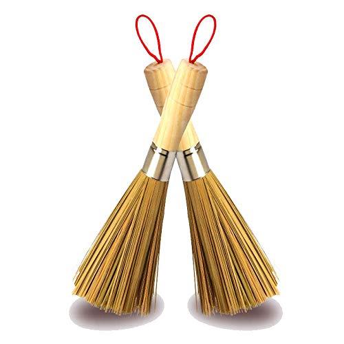 Ximito 2 Pack Cleaning Whisk Traditional Natural Bamboo Wok Brushes Dishwashing Kitchen Tools Traditional Natural Bamboo Cleaning Brushes - CookCave