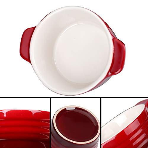 LOVECASA 8 OZ Mini Casserole Dish with Lid, Mini Cocotte with Handles Ceramic Ramekins for Baking,Cute Individual Soup Pot,Ramekins with lids oven safe for Baking, Souffle Dish,Creme Brulee,Set of 4 - CookCave